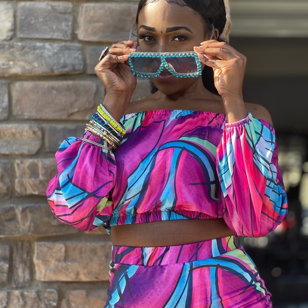 Bohemian Off the Shoulder two Piece Skirt Set